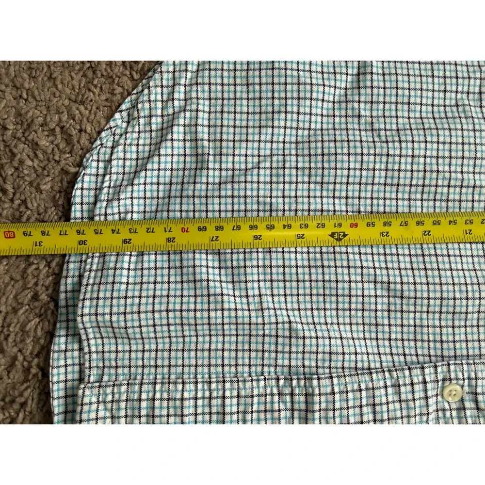 Polo Ralph Lauren Classic Fit Check Button Down Shirt Mens Large Teal Navy Blue - Picture 7 of 9